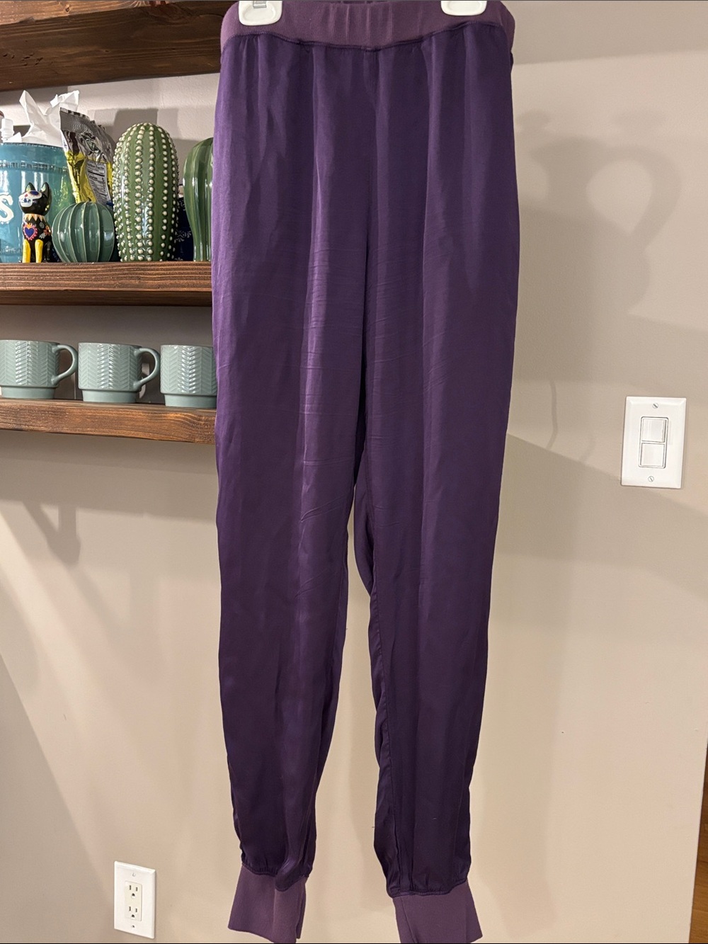 Michael Stars Purple Satin Jogger Pants Size Medium Luxe Relaxed Fit